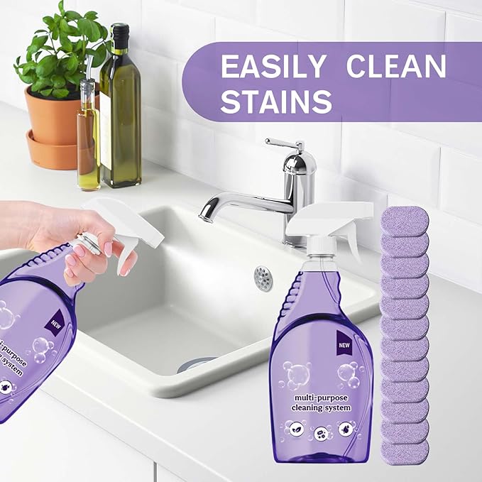 Clean Spray Cleaner for Ovens, Spray Oven Cleaner, Multi-Surface Cleaners with Concentrated Cleaning Tablets, Multi Purpose Cleaning for Ovens, for Kitchen,Bathroom (1 Bottle+12 Pcs)