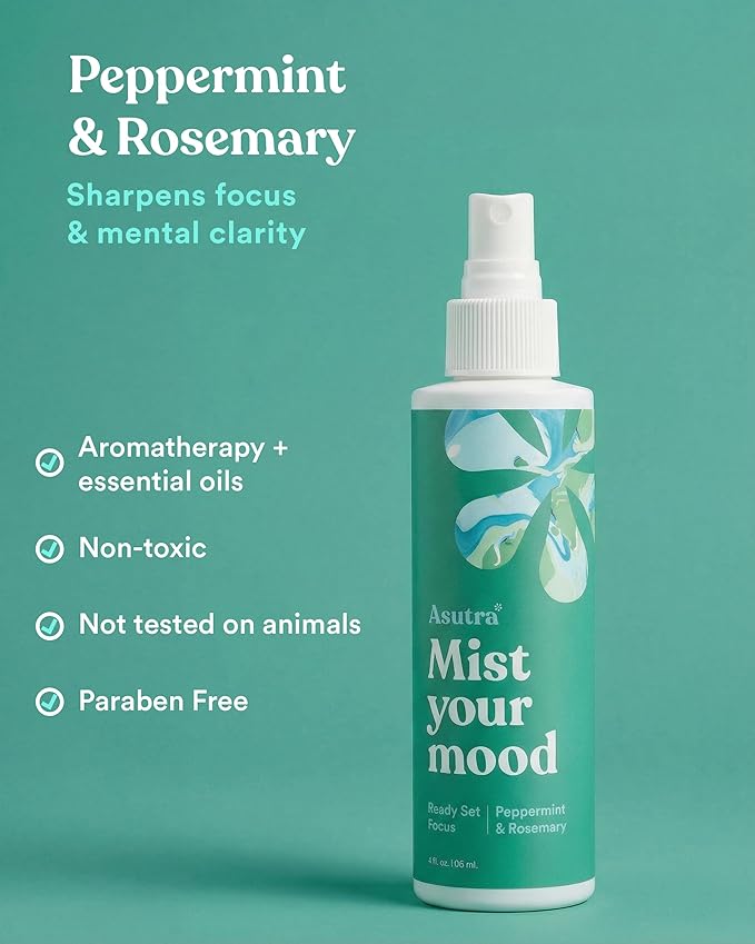 ASUTRA Multi-Use Essential Oil Aromatherapy Spray (3 Scent Variety Pack), 4 fl oz Each – Mist for Face, Body, Rooms & Linens – Car, Fabric, and Bathroom Freshener