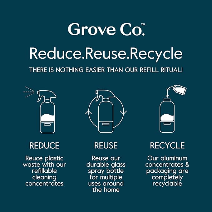 Grove Co. Floor Cleaner Refill Concentrate (6 x 1 Fl Oz) Plant-based Household Cleaning Supplies, Ammonia & Chlorine Free, No Plastic Waste, 100% Natural Orange & Rosemary Scent, 3 x 2 Pack Refills