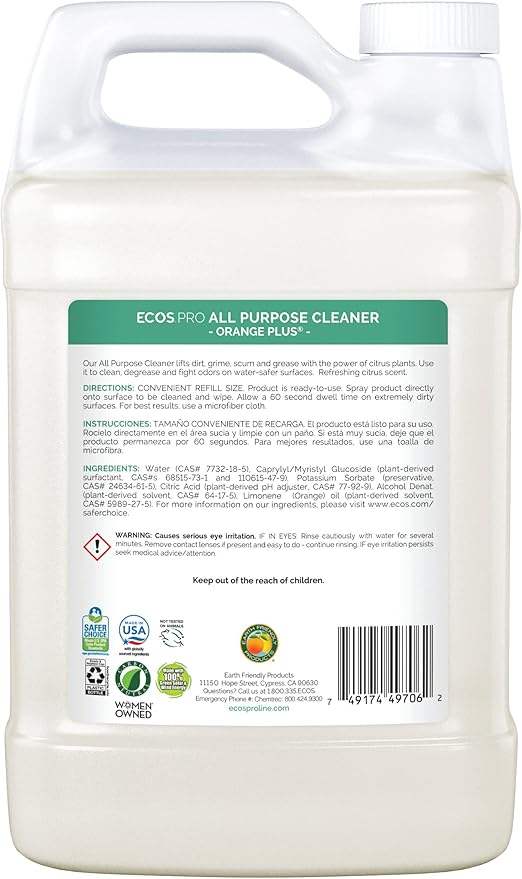 Earth Friendly Products Proline PL9706/04 Orange Plus RTU All-Purpose Cleaner-Degreaser, 1 gallon Bottles (Case of 4)
