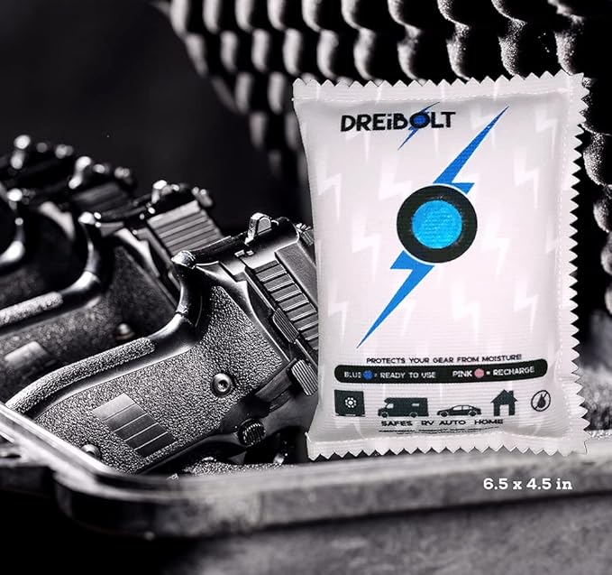 Renewable Dehumidifier - 2 Pack - Moisture Absorber for Gun Safe & More - Silica Gel Desiccant