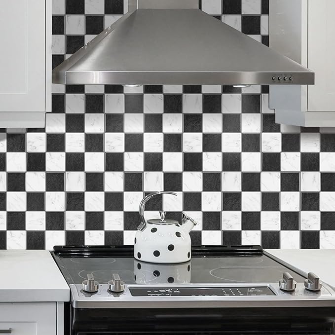 Peel and Stick Backsplash, New Upgrade Design 9" x9"Square Marble Tiles,3D Adhesive Premium Mosaic Tiles, Peel and Stick Tiles for Kitchen,Bathroom, Wall Tile（10-Sheet）.