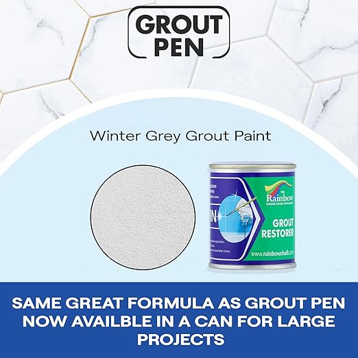 Grout Pen Grout Paint: Waterproof Tile Paint Grout Refresh Restorer for Floor, Kitchen & Bathroom Shower Tiles - Winter Grey - Can Size for Larger Projects - 125ml (4.2oz)