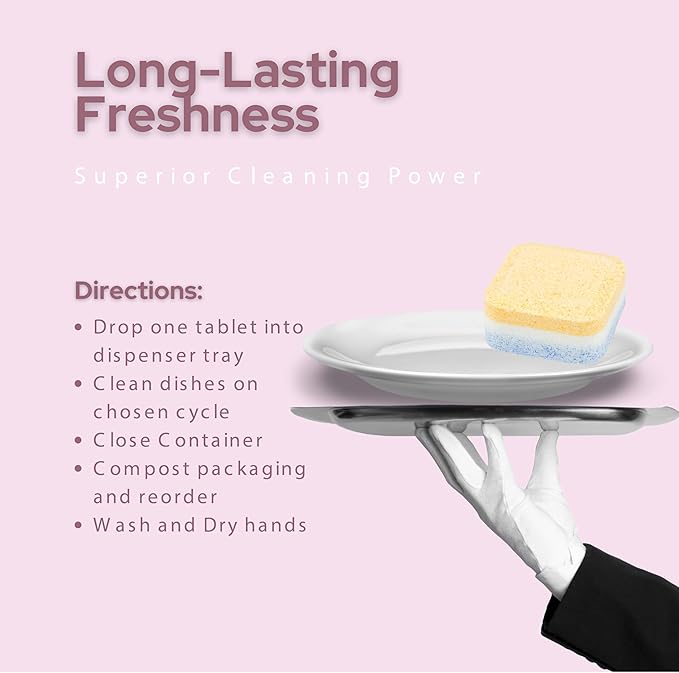 3 - Layer Dishwashing Tablets, 30 Tablets - Effective Stain Removal, Easy-to-Use, Deep Cleaning, Long-Lasting Freshness for Dishes