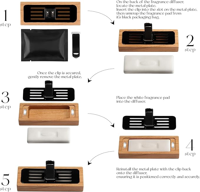 4 Packs Amber Vanilla Scented Natural Wood Vent Clips,【Luxury Winter Cozy Drive】 Car Scents Air Freshener Refills, Long Lasting Fragrance Diffuser, SUV Essentials Gift for Women