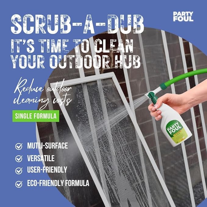 Party Foul Plant-Based Cleaner Spray Refill | Eco-Friendly, Vegan Formula for Tiles, Counters, Granite, Metal, Glass, Wood & More | Natural I For Decks, Patios, BBQ Spills, Outdoor - 1 Gallon