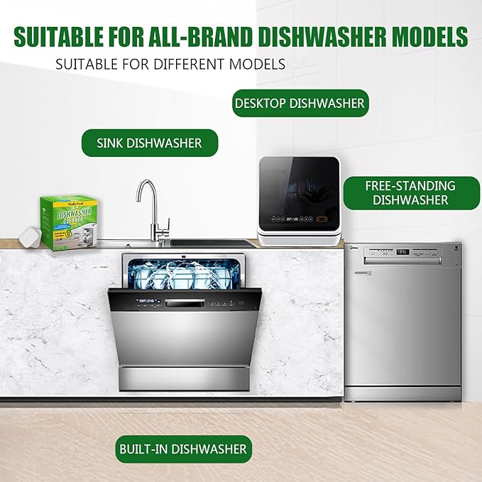 Finally Fresh Dishwasher And Deodorizer, Dishwasher Cleaner Tablets to Remove Limescale and Mineral Buildup, Formulated to Clean Inside All Machine, 12 Count.