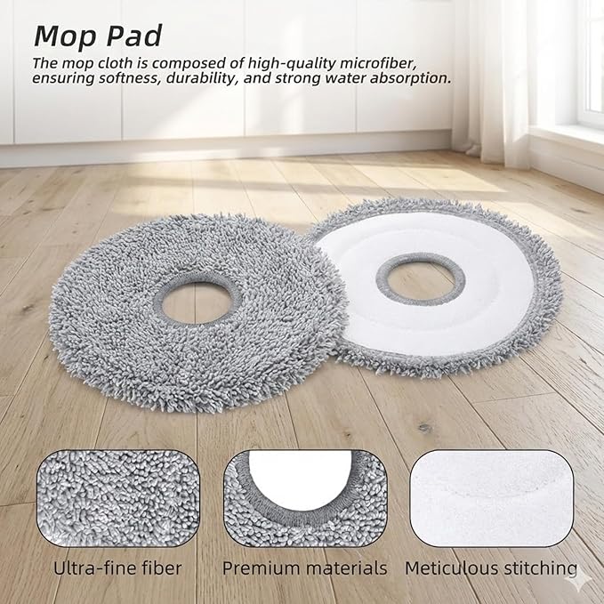 Replacement Parts Compatible for Dreame L10s Ultra / L10 Ultra Robot Vacuum Accessories, 1 Main Rubber Brush, 4 Microfiber Mop Pads, 4 Washable Filters, 2 Dust Bags, 4 Side Brushes, 1 Cleaning Brush