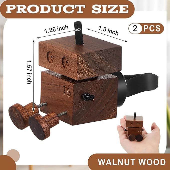 2 Pcs Cute Shaking Wooden Man Car Air Freshener Diffuser, Natural Walnut Wood Car Vent Clip Aromatherapy Diffuser, Funny Dancing Robot Scent for Dashboard Interior Decoration Gift, Not Contain Oils