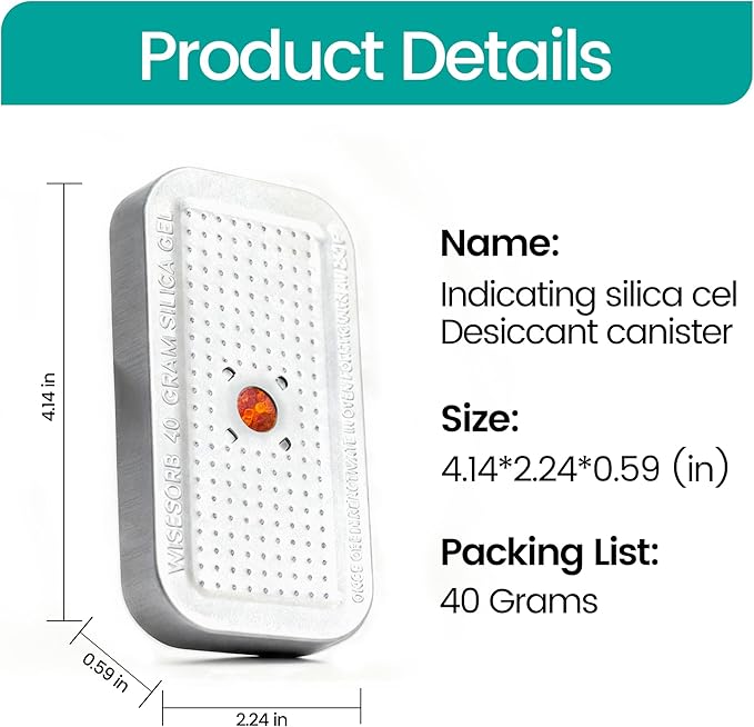 40 Gram Pack of 3 Silica Gel Canister, Gun Safe Dehumidifiers (Orange to Green), Reusable Desiccant Moisture Absorber for Car, Closet