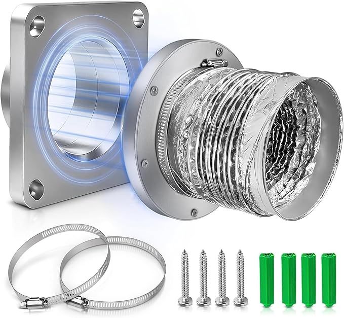 Dryer Vent Cleaner Kit, 4 Inch Magnetic Connector Aluminum Flexible Hose Dryer Vent Vacuum Attachment with Quick Connect Seal Dryers Lint Cleaner for Laundry Room Duct Use