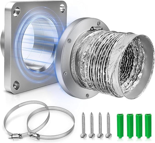 Dryer Vent Cleaner Kit, 4 Inch Magnetic Connector Aluminum Flexible Hose Dryer Vent Vacuum Attachment with Quick Connect Seal Dryers Lint Cleaner for Laundry Room Duct Use