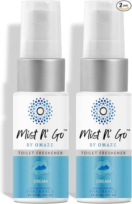 Mist N??Go by Omaze Travel Bathroom Spray for Toilet Spray Odor Eliminator - Travel Toilet Spray for Bathroom Air Freshener Spray for Bathroom Deodorizer - Dream Travel Size (1oz x2)