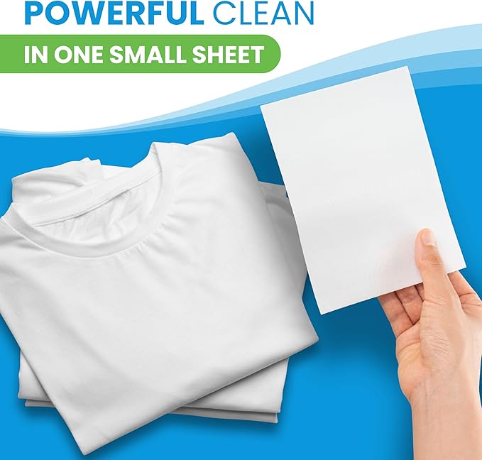 Laundry Detergent Sheets (100 Loads, 50 Sheet) Fragrance Free Unscented, Eco Earth Friendly Clean Breeze, Non Toxic People Safe, Washing Travel Supplies, Liquidless Pod Home Soap Washer