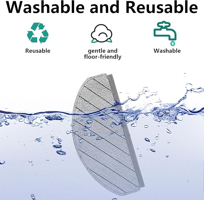 Mop Pads Accessories for ECOVACS DEEBOT T10 Plus/DEEBOT N20 Plus, for Yeedi C12 Pro Plus Robotic Robot Vacuum, 8 Pcs Washable and Reusable Microfiber Mop Pads Replacement Part