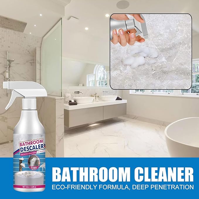 60ml/2.02fl oz Bathroom Descaler, Bathroom Descaler Foam Cleaner, Stubborn Stains Cleaner, Bathroom Descaler Spray, Bubble Cleaner Foam Spray, All Purpose Rinse Cleaning Foam for Bathroom (2PCS)