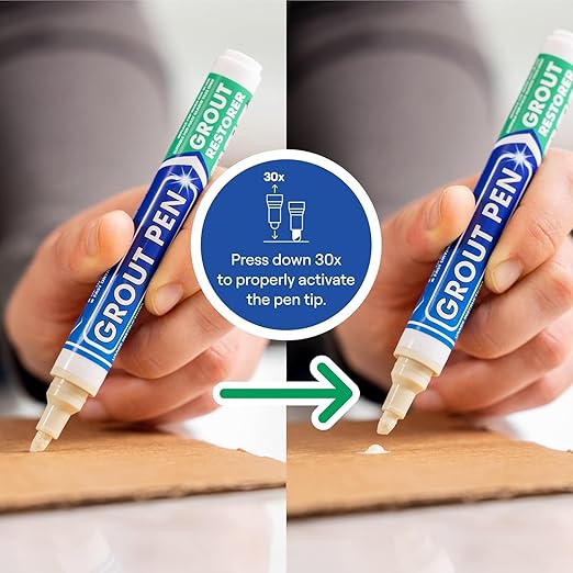 Grout Pen Ivory Tile Paint Marker: Waterproof Grout Paint, Tile Grout Colorant and Sealer Pen - Ivory, Narrow 5mm Tip (7mL) - 3 Pack