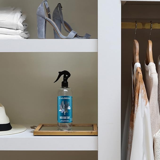 Caldrea Linen and Room Spray Air Freshener, Made with Essential Oils, Plant-Derived and Other Thoughtfully Chosen Ingredients, Basil Blue Sage Scent, 16 oz