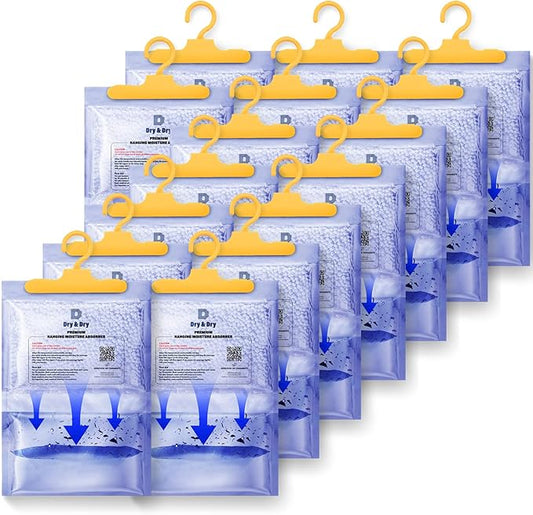 Dry & Dry 14 Packs [Net 7 Oz/Pack] Moisture Absorbers Dehumidifiers for Home Dehumidifier for Basement, Bedroom - Dehumidifiers Moisture Absorbers