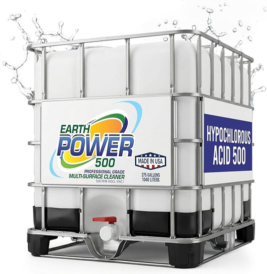 Earth Power Hypochlorous Acid 500 PPM Multipurpose Cleaner – Natural & Non-Toxic – Tile, Refrigerator, Shower, Countertop & Floor Cleaner – Family, Food & Pet Safe Cleaning Supplies – 500 Gallon
