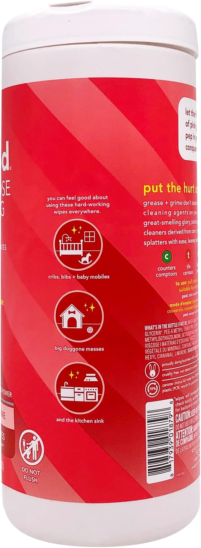 Method Pink Grapefruit All Purpose Cleaning Wipes, Multi-Surface, Compostable, 30 Count (Pack of 1)