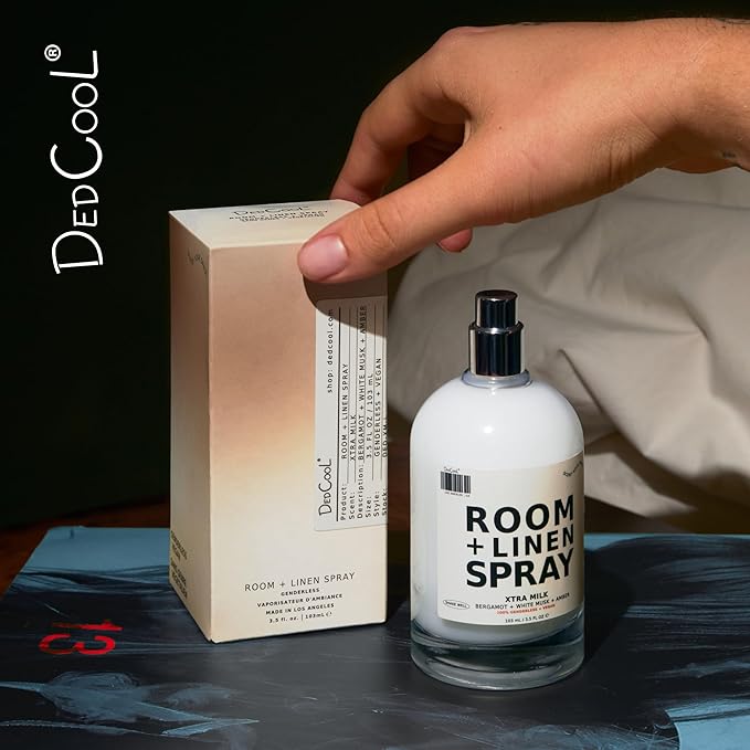 DedCool Room + Linen Spray | Xtra Milk | Natural Fabric & Linen Spray | Non-Toxic, Essential Oil Infused | Freshens Home, Bedding, Couch, Closet & Bath | 3.5 fl oz