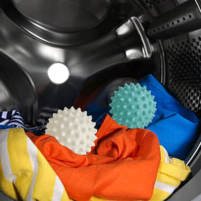 XL Wool Dryer Balls, 8PCS Natural Fabric Softener, Fluff Laundry Wrinkle Release and Saves Drying Time, Reusable (4PCS Plastic Balls and 4PCS Wool Dryer Balls)
