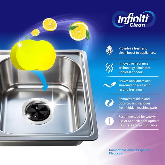 Washer, Dishwasher & Garbage Disposal Cleaner Tablets (24 Count Each) - Septic Safe, HE Compatible, Limescale Remover, Lemon Scent, Odor Eliminator - 1 Year Supply for All Models
