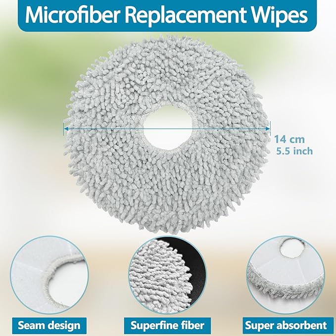 6 Pack Mop Cloth Pads Replacement for Dreame L10s Ultra / L10 Ultra / X40 Ultra Robot Vacuum Cleaner Parts, Wet Mopping Pads Compatible with Dreametech X30 Ultra, Reusable and Washable Accessories