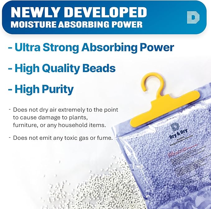 Dry & Dry 9 Packs [Net 14 Oz/Pack] Moisture Absorbers for Home, Basement & Bedroom - Small Dehumidifiers