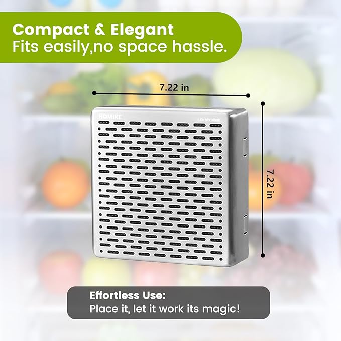 Refrigerator Deodorizer,10 Years Long Fridge Odor Eliminator,Car Air Freshener,Closet Odor Absorber,Outperforms Baking Soda and Bamboo Air Purifying Bags，Stainless Steel