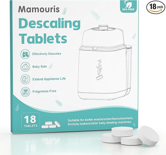 Descaling Tablets for Baby Bottle Washer, Compatible with Baby Brezza, Momcozy, Papablic Bottle Washer, Warmer, Sterilizer & Formula Maker (18 Count)
