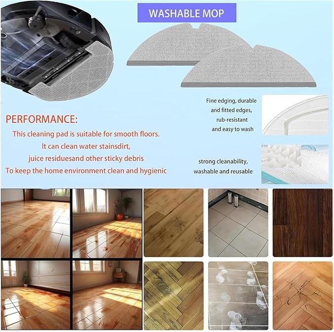 Replacement Dreame Parts Kit for D20 Plus / D20 Pro Plus: 15 Pack Accessories 2 Roller Brush 4 Side Brushes 3 Washable Filter 3 Washable Mop Pads 3 Dust Bags