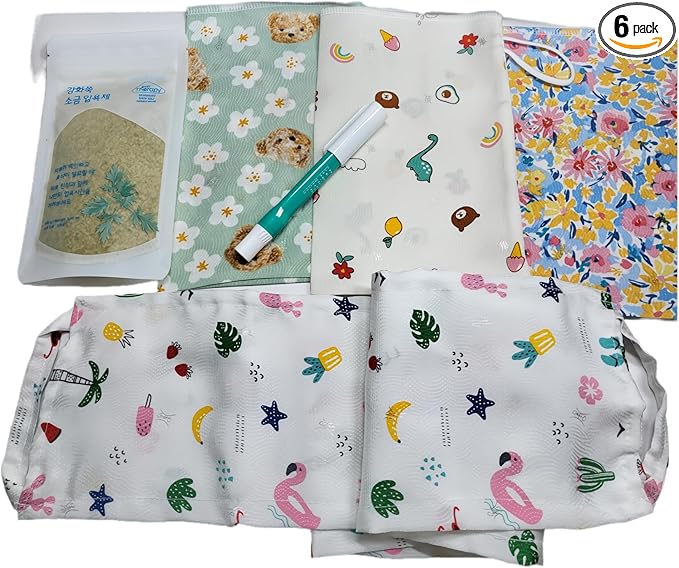 Premium Korean Spa Set: 100% Natural Wood Cellulose Viscose Rayon Washcloths (1 Long+3 Short), Handmade Exfoliating Mitts, Mineral Bath Salt & Stain Remover, Eco-Friendly & Safe for Baby