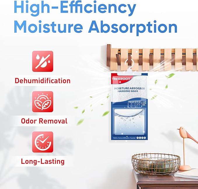 15 Pack Moisture Absorbers for Closet, 16OZ Hanging Closet Dehumidifier Bags, Hanging Humidity Absorber in Wardrobes, Kitchens and Bathrooms