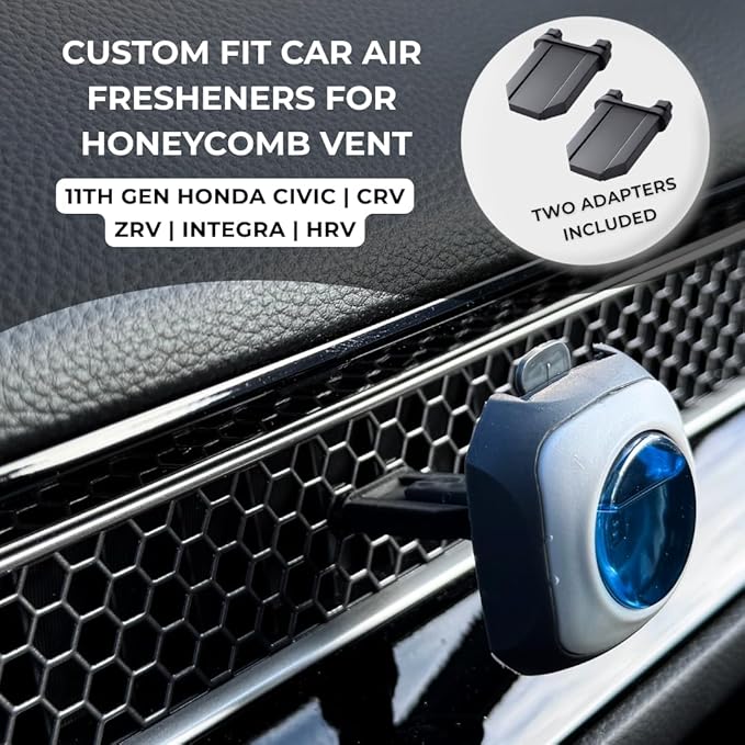 Air Jungles New Car Scent Car Air Freshener Vent Clip 6 Ct with 2 Adapter for Honda Civic, CRV, ZRV, HRV, Integra, Long Lasting Up to 180 Days, Natural Essential Oil Car Fragrance Odor Eliminator