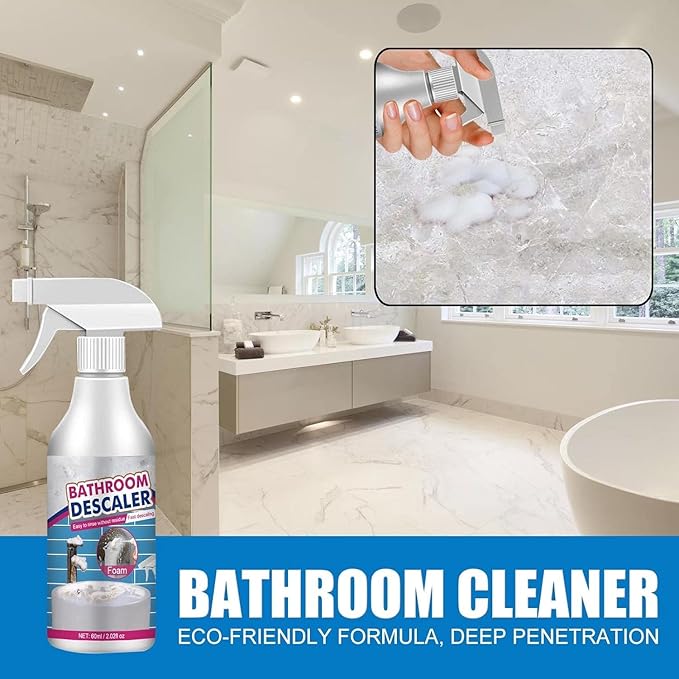 Bathroom Descaler Cleaner, Powerful Stubborn Stains Cleaner, All-Purpose Bathroom Descaler Foam Spray for Bathroom Toilet Bath Shower Glass Cleaner (1, 1pc)