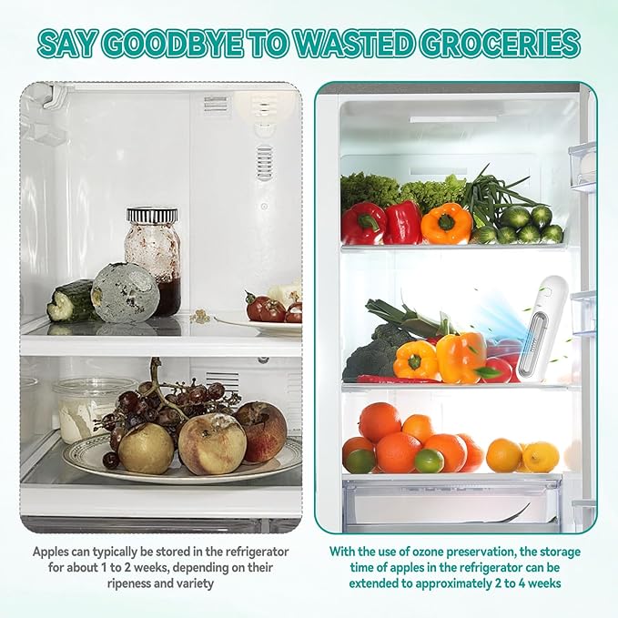JOJOCY Fridge Deodorizer, USB Rechargeable 2 Modes, Reusable, Antifreeze Design, Effective Odor Eliminator for Fridge, Freezer, Car, Wardrobe, Cabinet