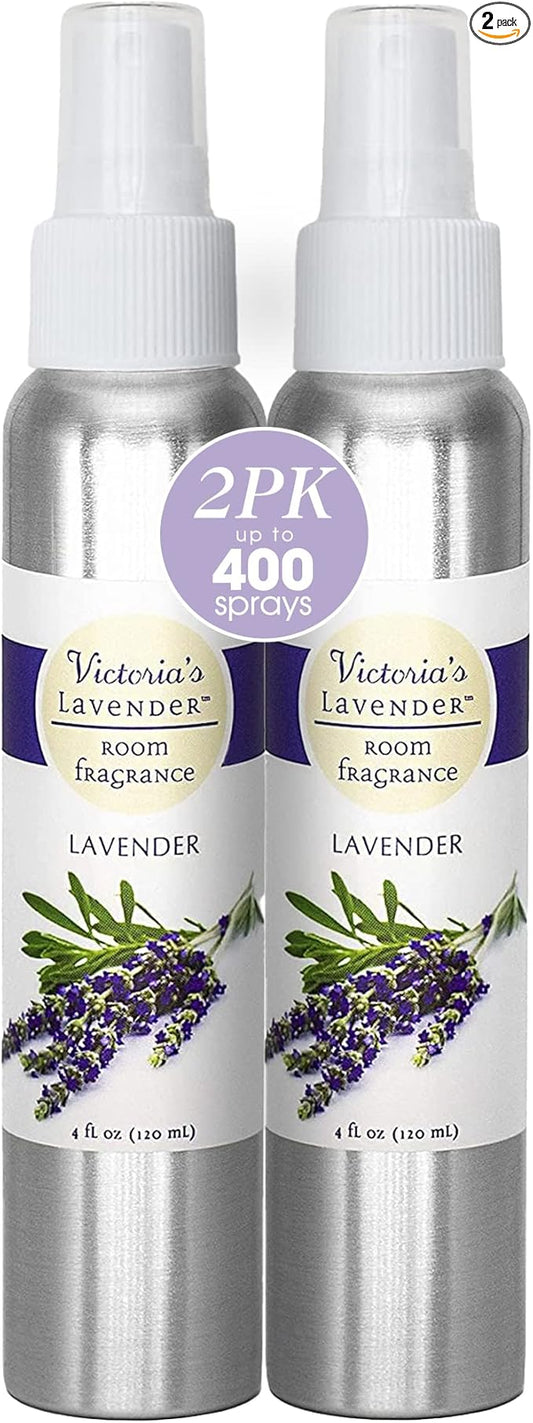 Victoria's Lavender Room Fragrance Spray - Air Freshener & Odor Eliminator - Lavender Spray - Luxury Essential Oil Scent for Home & Bathroom - Aromatherapy Relaxation & Stress Relief- 2 Pack, 4 oz