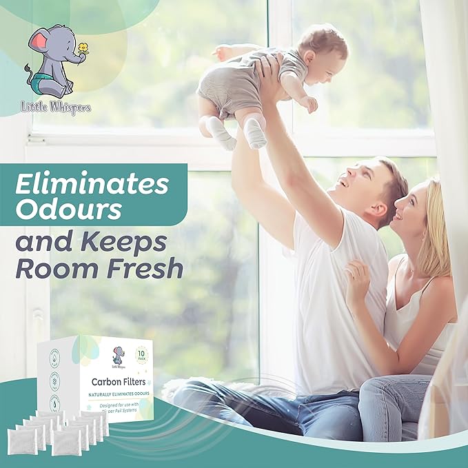 LittleWhispers Diaper Pail Odor Absorber -10 Pack - Carbon Filter Refills - Compatible with Diaper Genie Systems