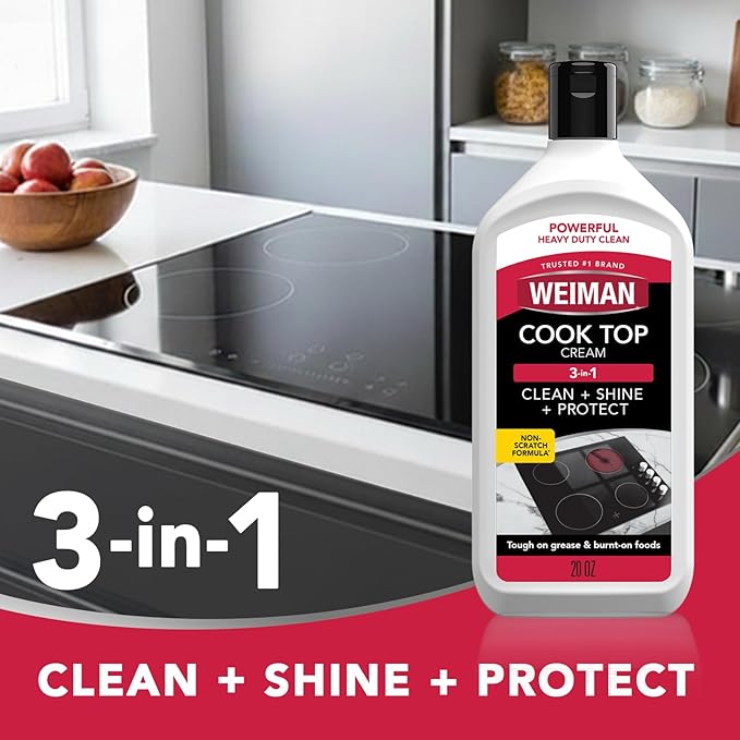 Weiman Stainless Steel Cleaner & Cooktop Heavy Duty Polish - Powerful Appliance Kitchen Cleaning Kit