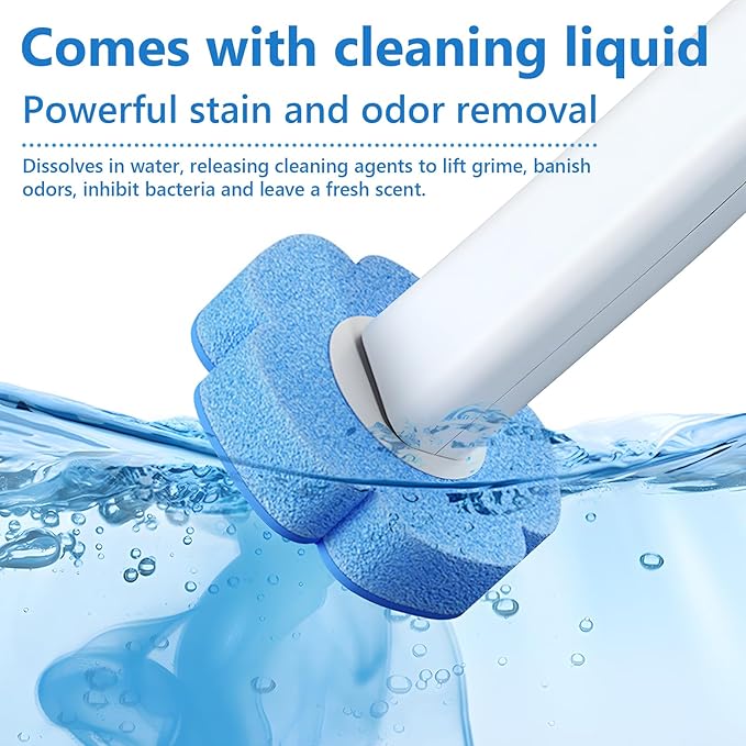2 Pack Disposable Toilet Bowl Cleaner Wand and Holder Set, Toilet Brush Disposable with 48 Cleaner Refills Extended Handle for Toilet Bowl Cleaners Disposable, Bathroom Cleaning, Bathtub