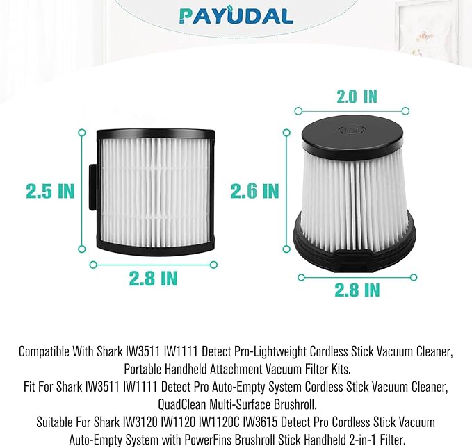 3 Pack IW3511 IW1120 HEPA Filters Replacement Parts For Shark Detect Pro Lightweight Cordless Stick Vacuum Cleaner. For Shark Detect Pro Auto-Empty System PowerFins Brushroll Portable Handheld 2-In-1.