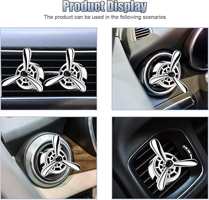 Car Air Condition Outlet Clip, Stylish Propeller Dashboard Air Vent Trim Clips, Air-Driven Diffuser, Creative Automotive Interior Decoration Accessories for Women Men (Silver, 1PC)