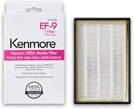 Kenmore 53296 EF-9 Media Vacuum Cleaner Exhaust Filter for Upright and Canister Vacuums, White