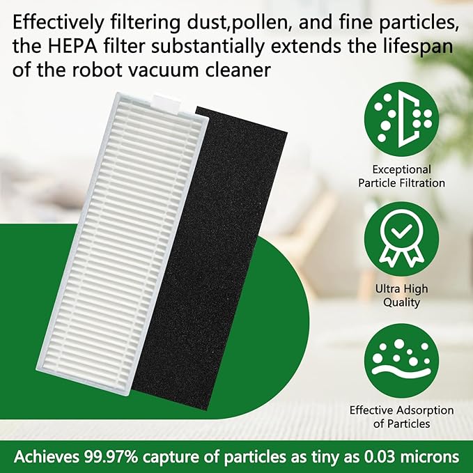 10PCS Hepa Filter for Tikom G8000/ G8000 Pro, for Honiture G20/ G20 Pro, for Laresar Evol 3/ Evol 3s, for Airzeen G20 Pro Vacuum Cleaner Replacement, 1 Cleaning Brush (Not for G8000 MAX)