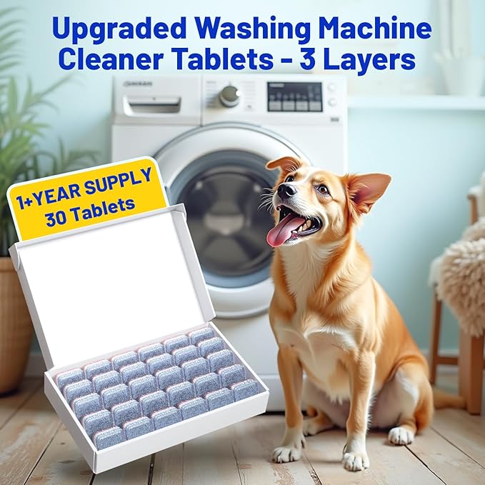 Washing Machine Cleaner -15 Pack, Formulated for Pet Owners | Compatible with HE, Top & Front Load Washer | Septic Safe | Fresh Scent | Removes Residue | Remove Stubborn Pet Hair