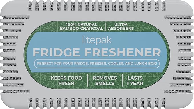 Litepak Fridge Deodorizer & Odor Eliminator - More Powerful Than Baking Soda - Bamboo Activated Charcoal Bags Odor Absorber For Refrigerator or Freezer (1 Pack)