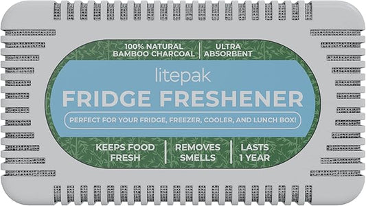 Litepak Fridge Deodorizer & Odor Eliminator - More Powerful Than Baking Soda - Bamboo Activated Charcoal Bags Odor Absorber For Refrigerator or Freezer (1 Pack)
