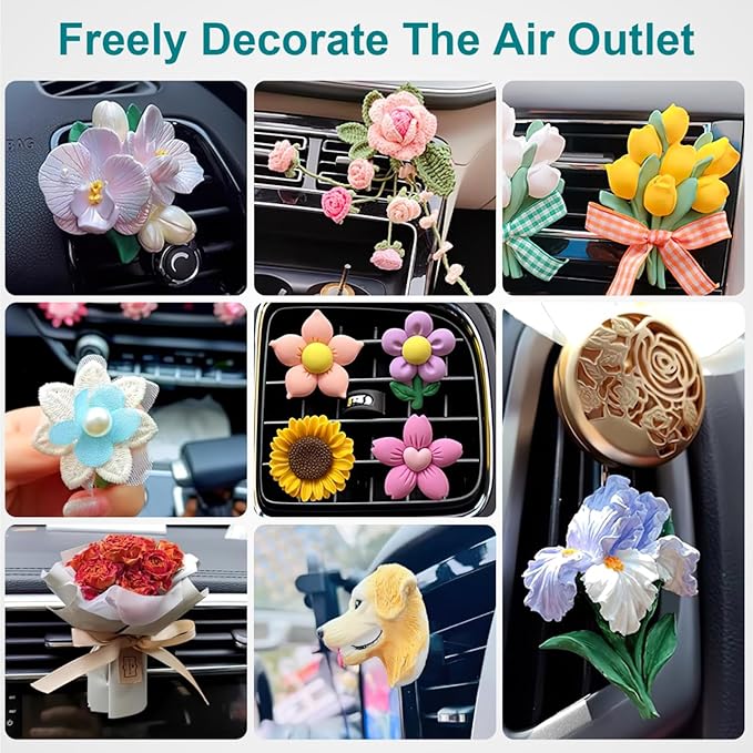 100pcs Square Head Car Vent Clips, Air Freshener Car Outlet Perfume Conditioner Clips with Plastic Slot Head for Office Home